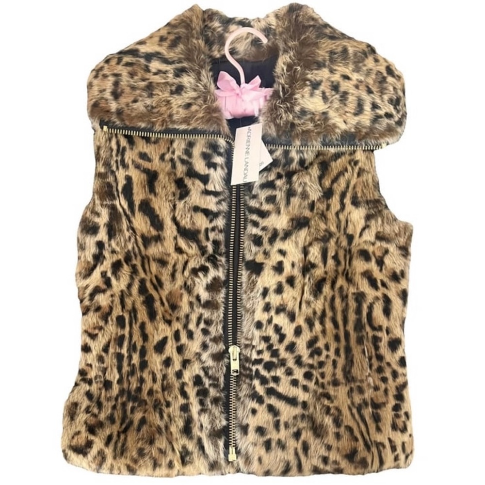 Nwt* Adrienne Landau Fur leopard print Vest
